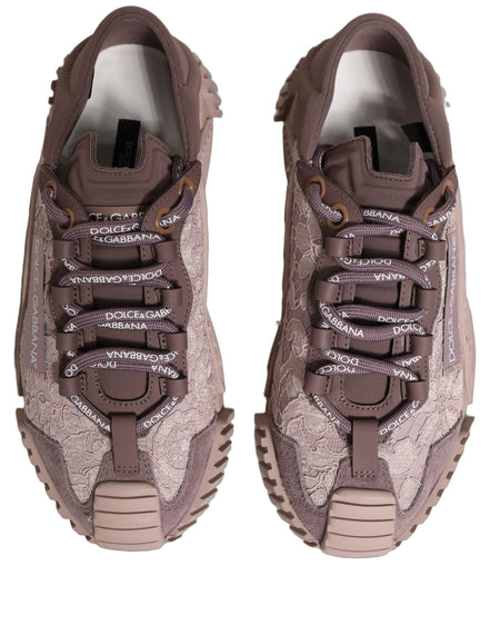 Sneakers joase Dolce & Gabbana NS1 din dantelă roz