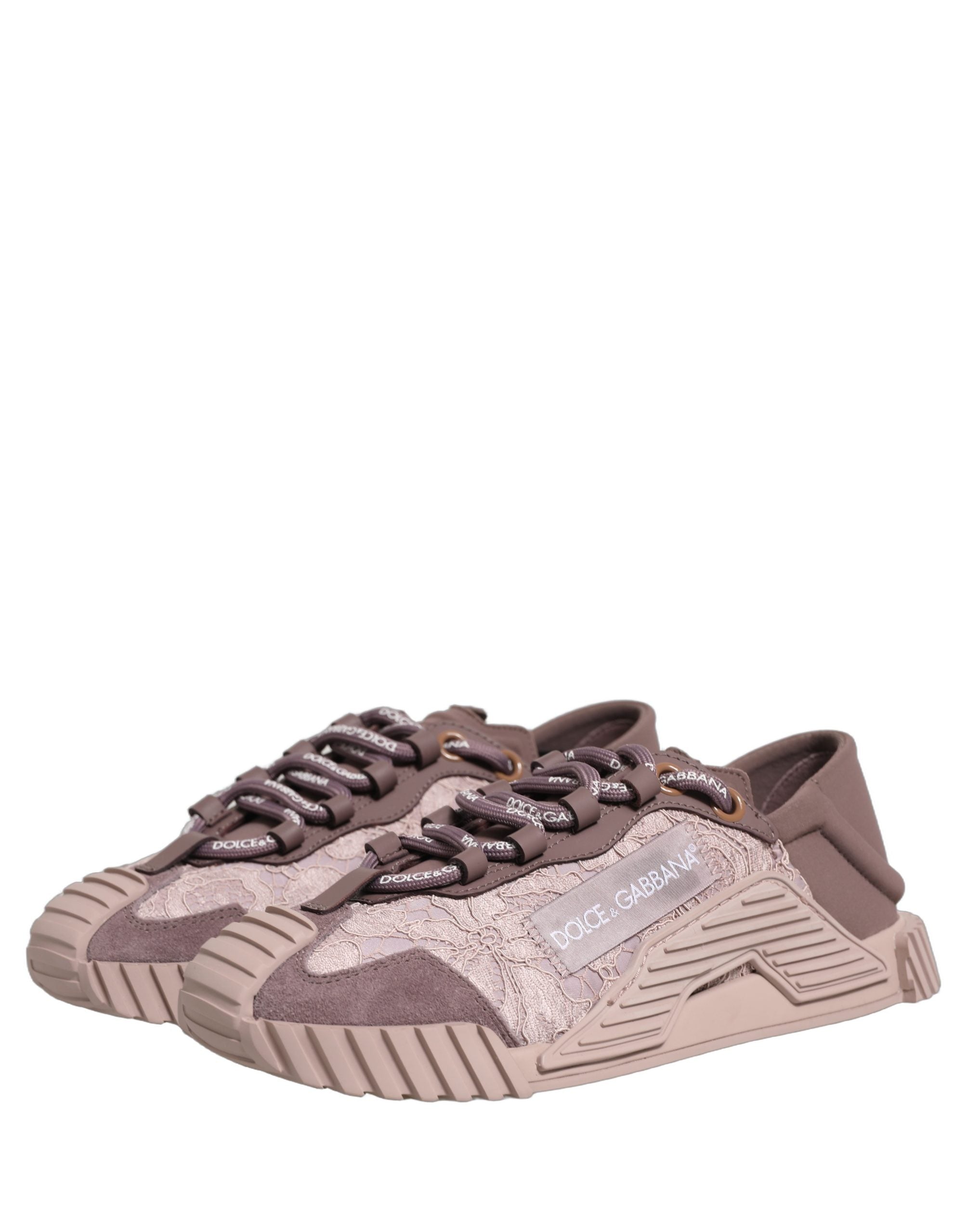 Sneakers joase Dolce & Gabbana NS1 din dantelă roz