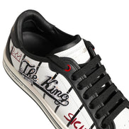 Adidași Dolce & Gabbana albi negri cu logo DG King Patch joși