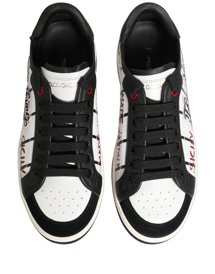 Adidași Dolce & Gabbana albi negri cu logo DG King Patch joși