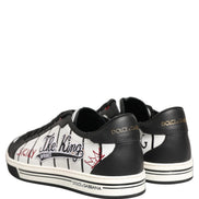 Adidași Dolce & Gabbana albi negri cu logo DG King Patch joși