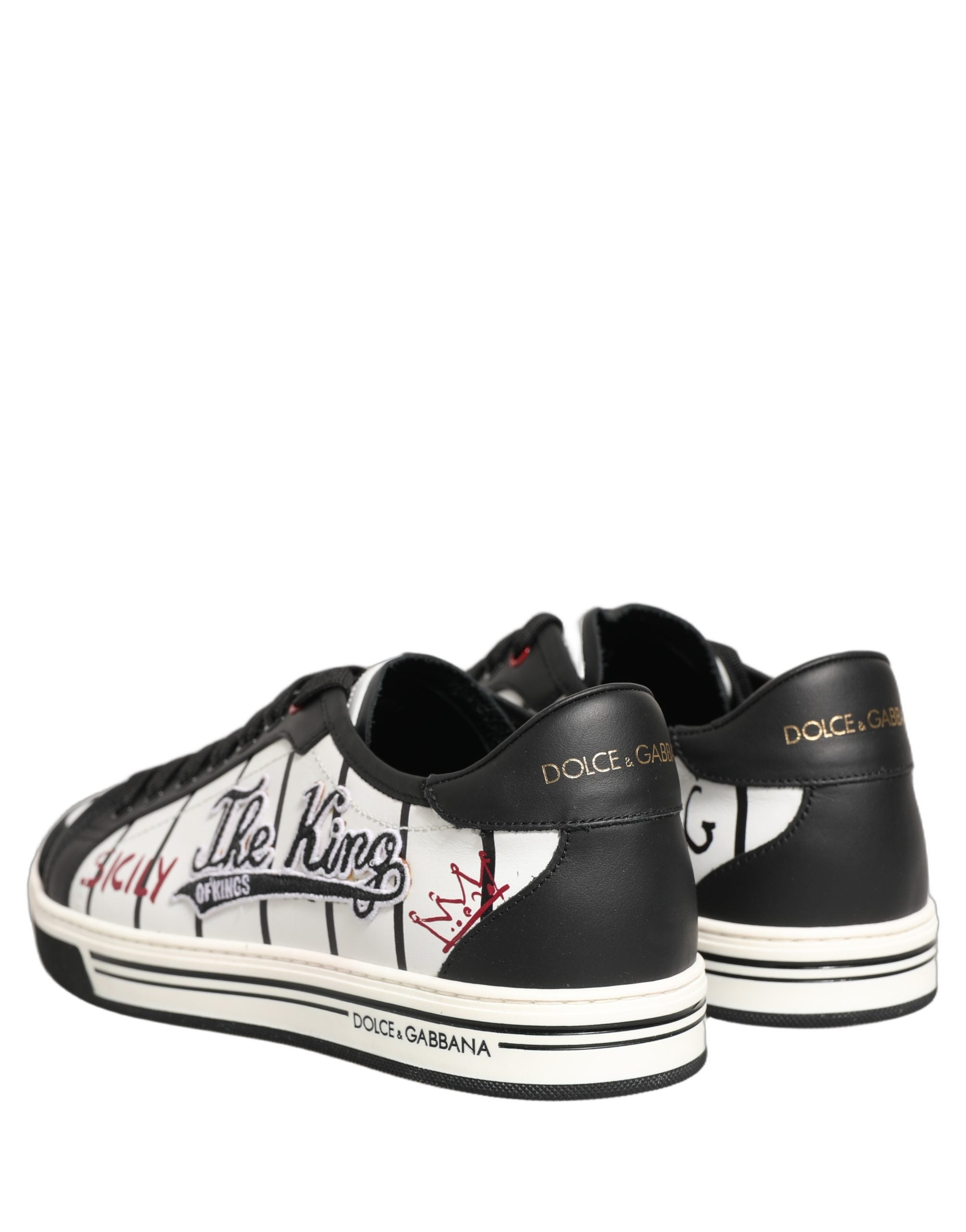 Adidași Dolce & Gabbana albi negri cu logo DG King Patch joși
