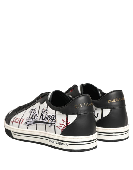 Adidași Dolce & Gabbana albi negri cu logo DG King Patch joși