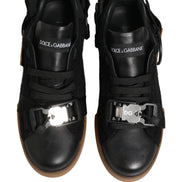 Dolce & Gabbana Pantofi Sport Negri din Piele pentru Bărbați