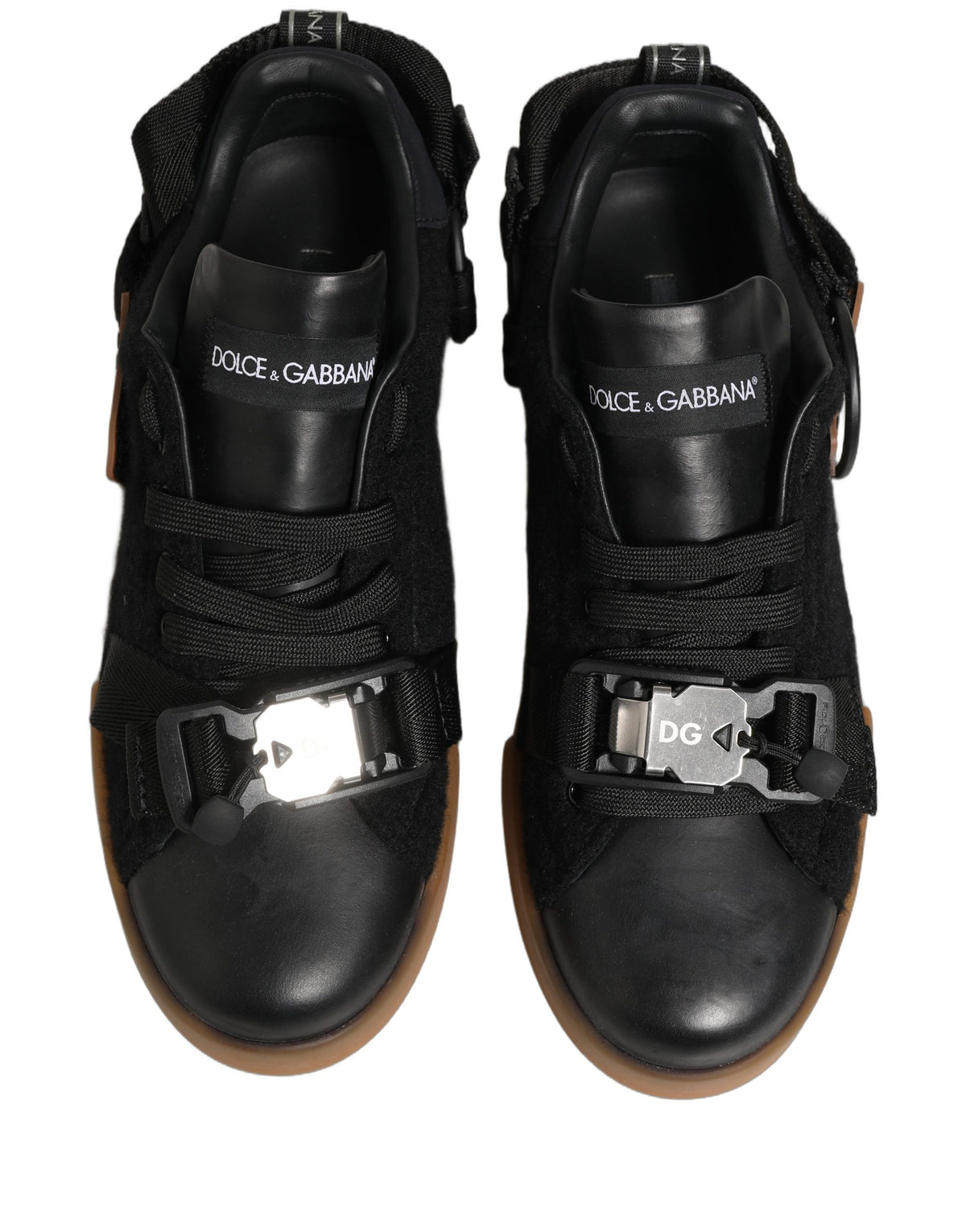 Dolce & Gabbana Pantofi Sport Negri din Piele pentru Bărbați