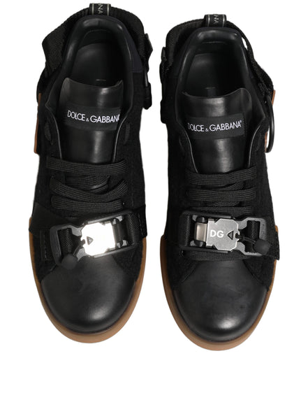 Dolce & Gabbana Pantofi Sport Negri din Piele pentru Bărbați