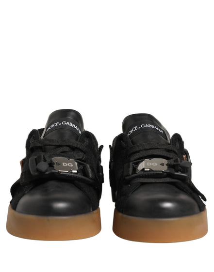 Dolce & Gabbana Pantofi Sport Negri din Piele pentru Bărbați