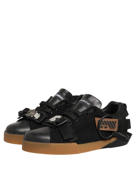 Dolce & Gabbana Pantofi Sport Negri din Piele pentru Bărbați