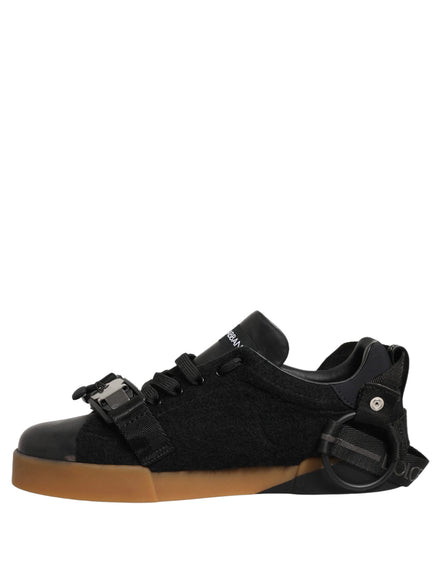 Dolce & Gabbana Pantofi Sport Negri din Piele pentru Bărbați