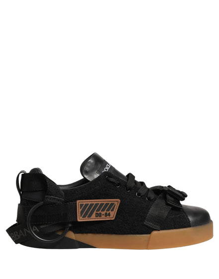 Dolce & Gabbana Pantofi Sport Negri din Piele pentru Bărbați