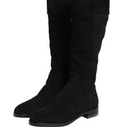 Dolce & Gabbana Cizme Înalte din Piele Întoarsă Negre