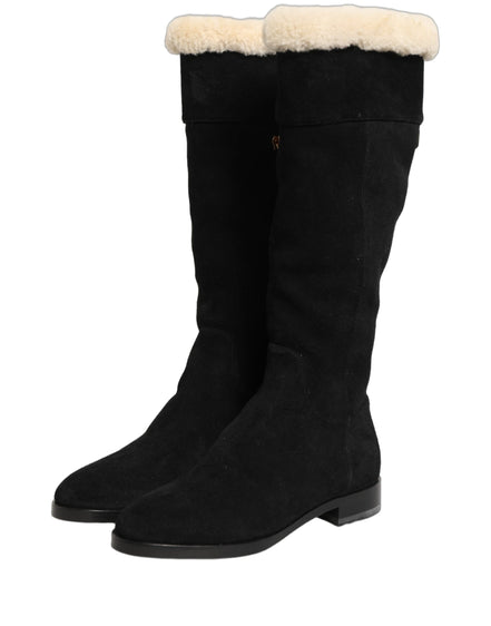 Dolce & Gabbana Cizme Înalte din Piele Întoarsă Negre