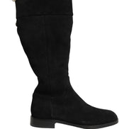 Dolce & Gabbana Cizme Înalte din Piele Întoarsă Negre