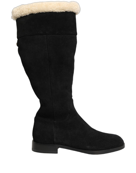 Dolce & Gabbana Cizme Înalte din Piele Întoarsă Negre