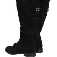 Dolce & Gabbana Cizme Înalte din Piele Întoarsă Negre