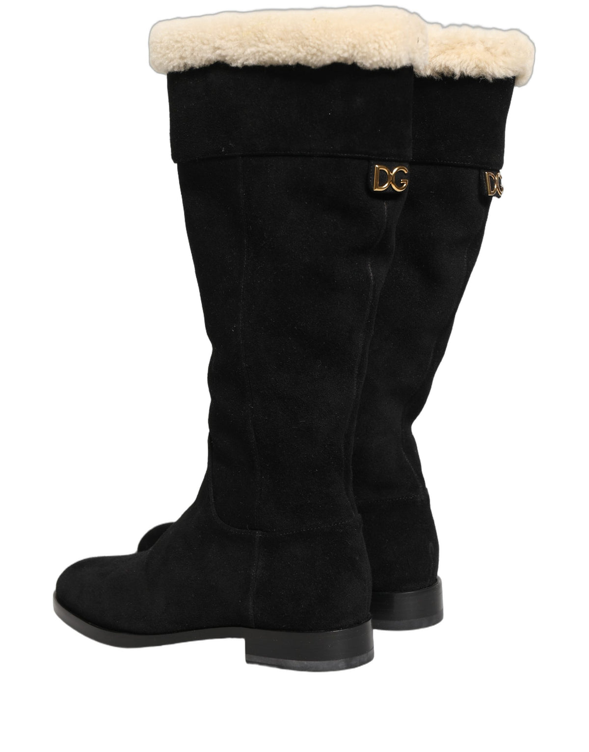 Dolce & Gabbana Cizme Înalte din Piele Întoarsă Negre