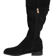 Dolce & Gabbana Cizme Înalte din Piele Întoarsă Negre