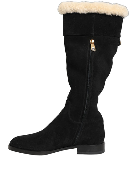Dolce & Gabbana Cizme Înalte din Piele Întoarsă Negre
