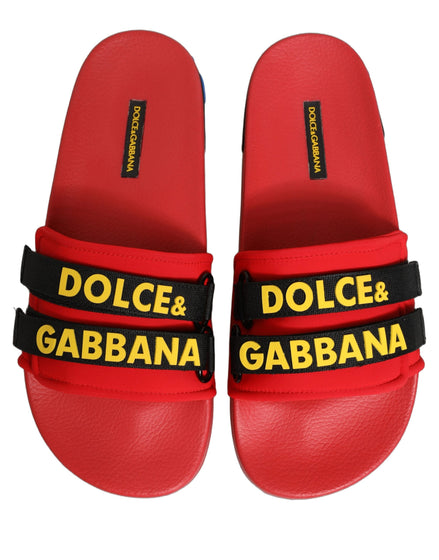 Șlapi Dolce & Gabbana Red Neoprene Beachwear