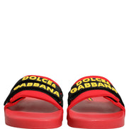 Dolce & Gabbana Red Neoprene Beachwear Slide Flats