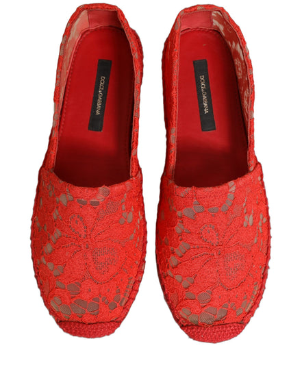 Dolce & Gabbana Red Taormina Lace Espadrille Flats