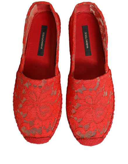 Espadrile plate Dolce & Gabbana Red Taormina din dantelă