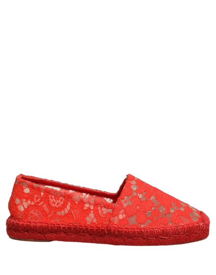 Dolce & Gabbana Red Taormina Lace Espadrille Flats