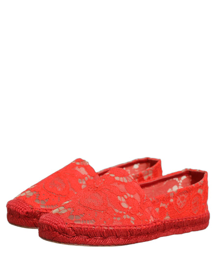 Dolce & Gabbana Red Taormina Lace Espadrille Flats