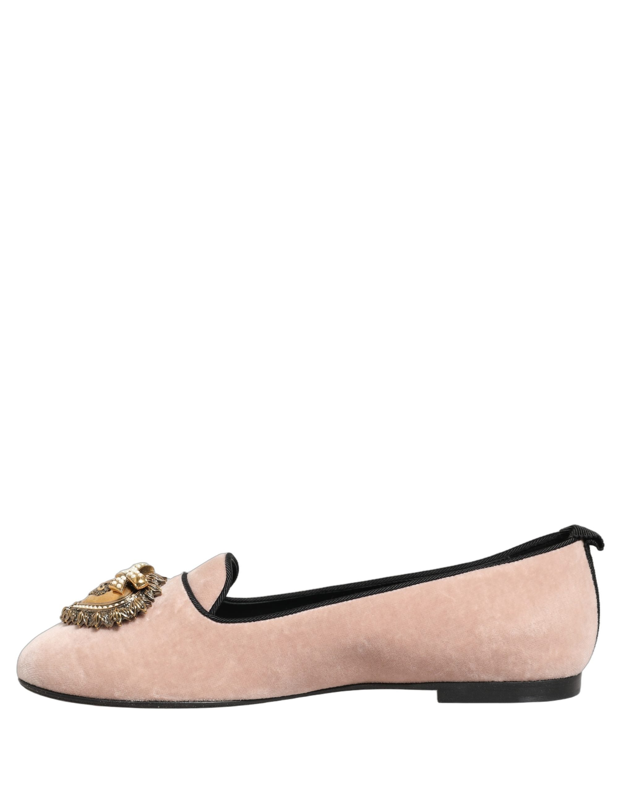 Mocasini Dolce & Gabbana Devotion din catifea roz