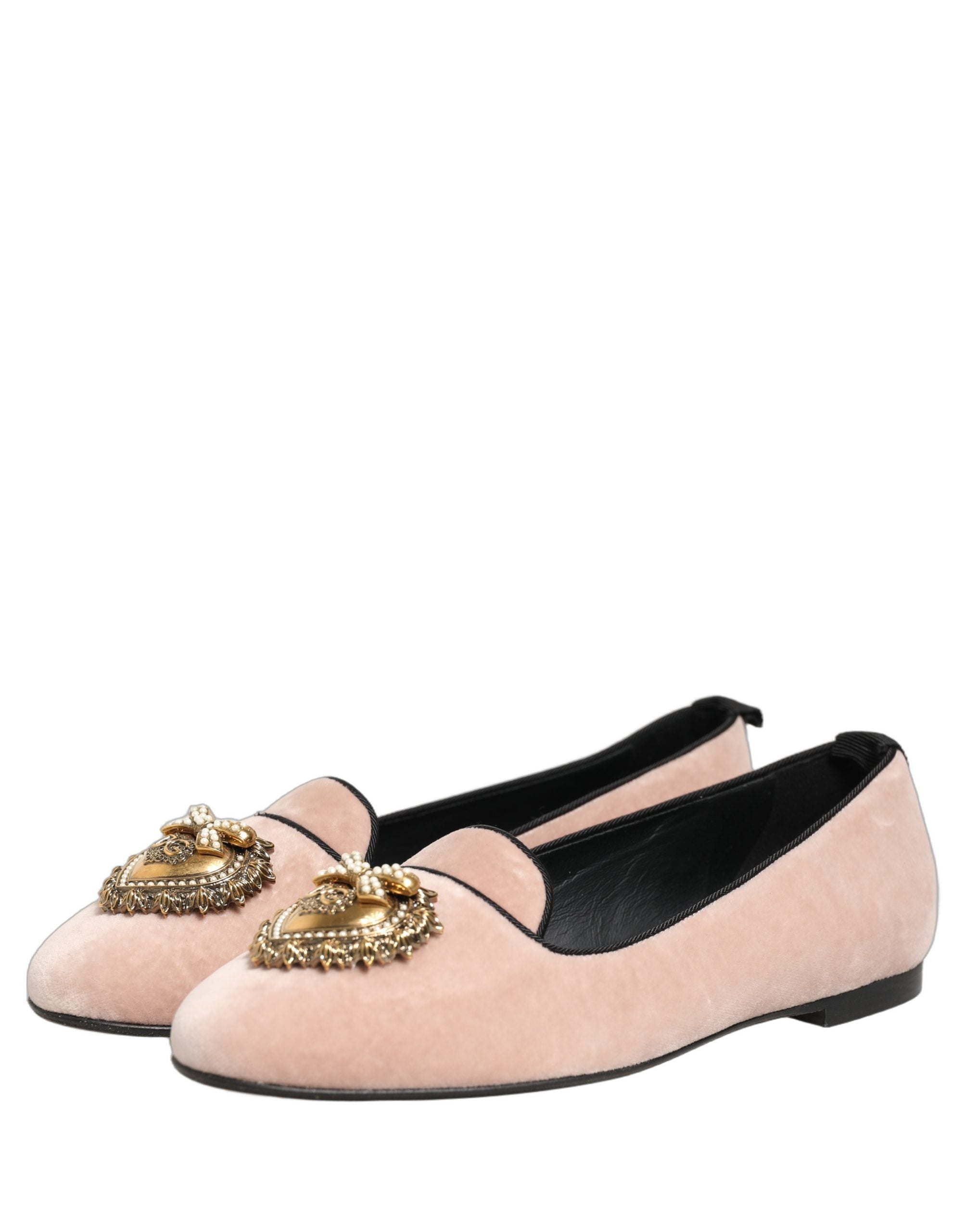 Mocasini Dolce & Gabbana Devotion din catifea roz