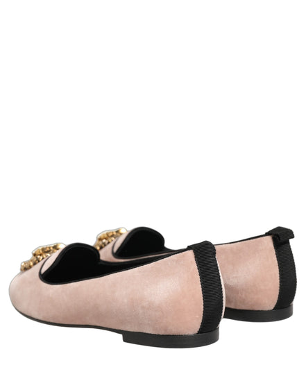 Mocasini Dolce & Gabbana Devotion din catifea roz