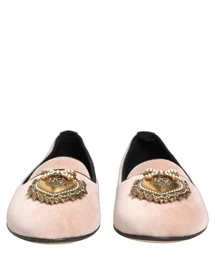 Mocasini Dolce & Gabbana Devotion din catifea roz