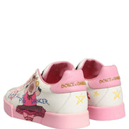 Dolce & Gabbana White Pink Portofino Royal Pig Sneakers