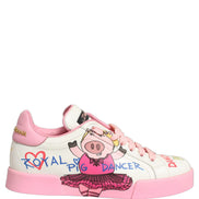 Dolce & Gabbana White Pink Portofino Royal Pig Sneakers