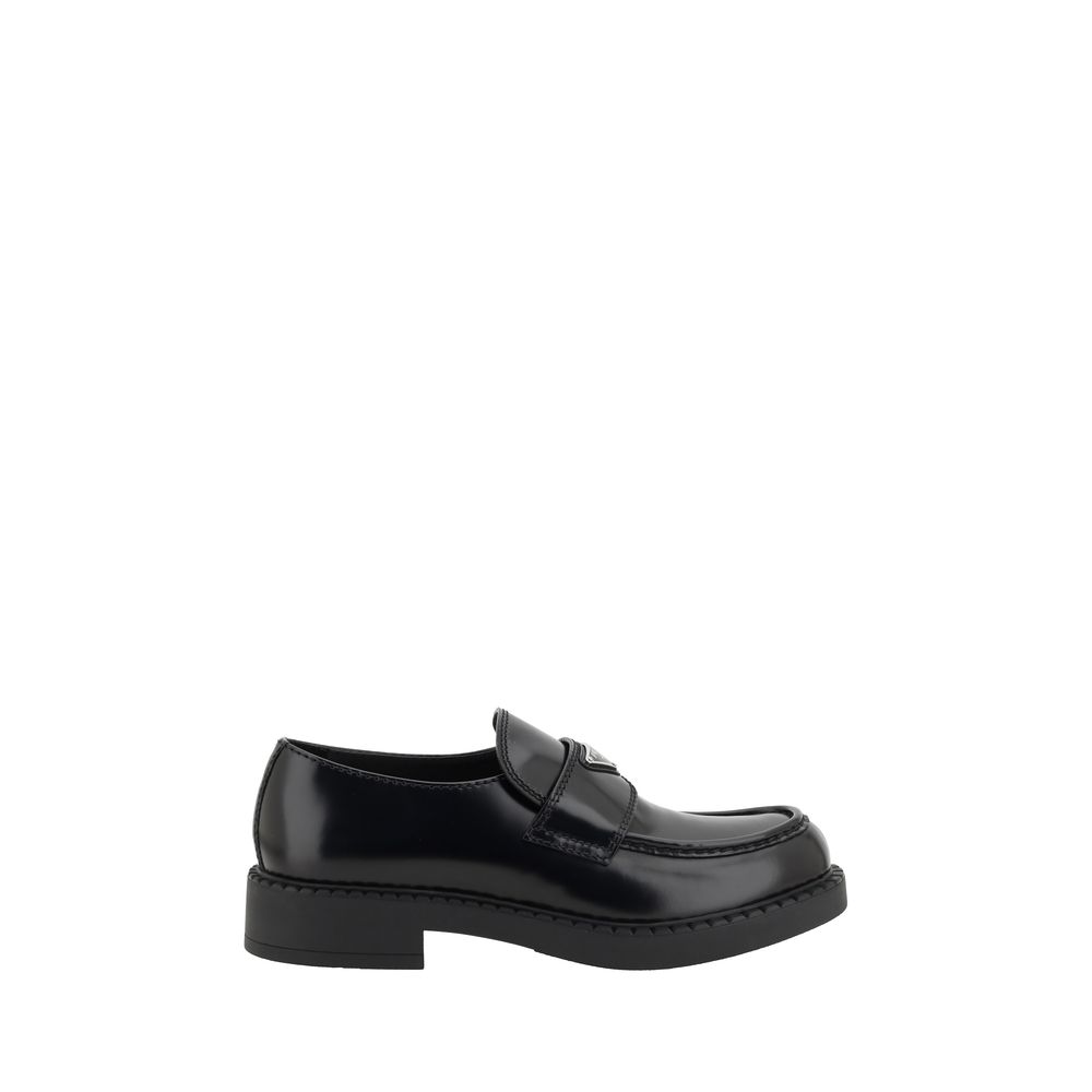 Prada Black Calf Leather Platform Loafers