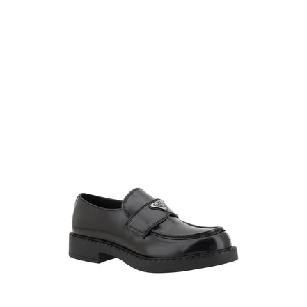 Prada Black Calf Leather Platform Loafers