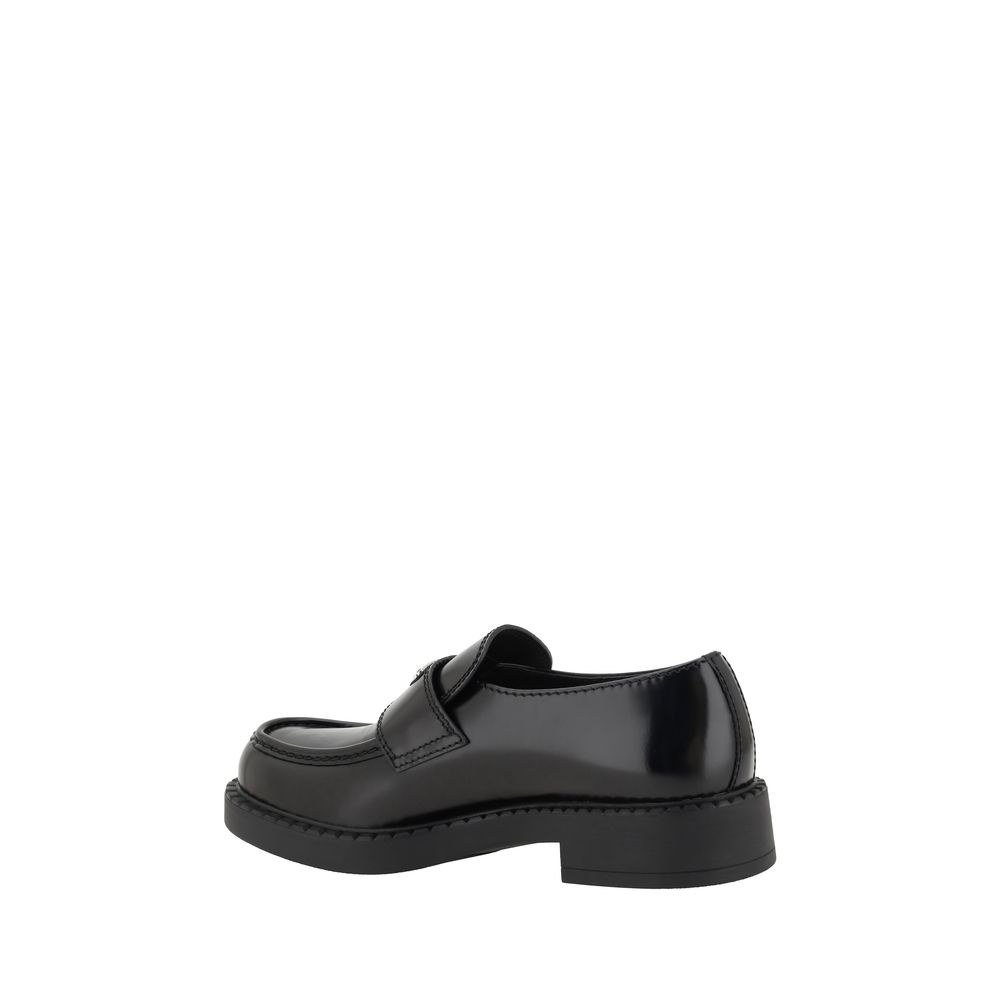 Prada Black Calf Leather Platform Loafers