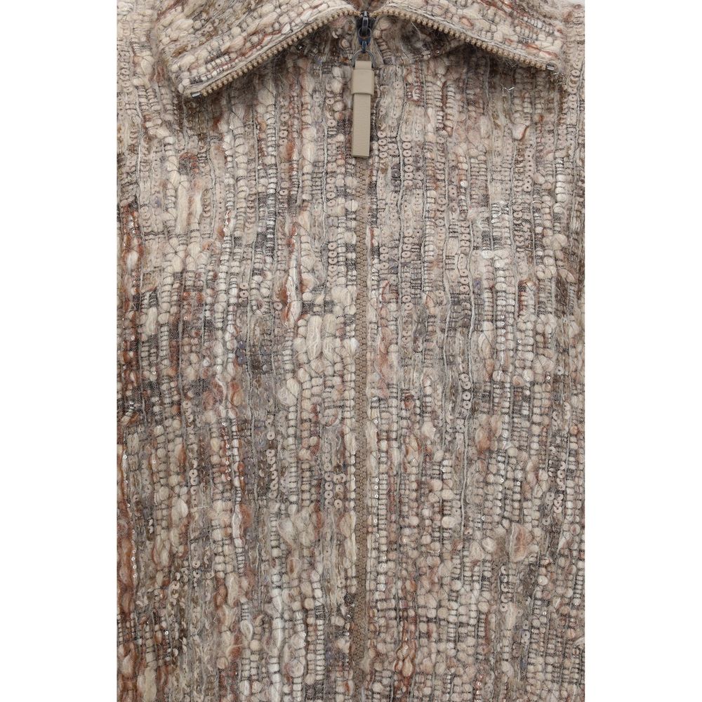 Brunello Cucinelli Cardigan Bej din Mohair
