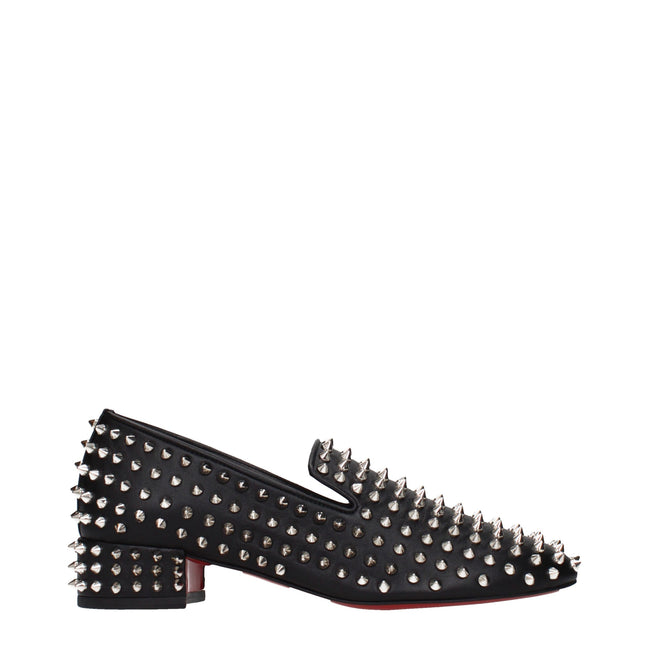 Mocasini Christian Louboutin negri din piele tip slip-on
