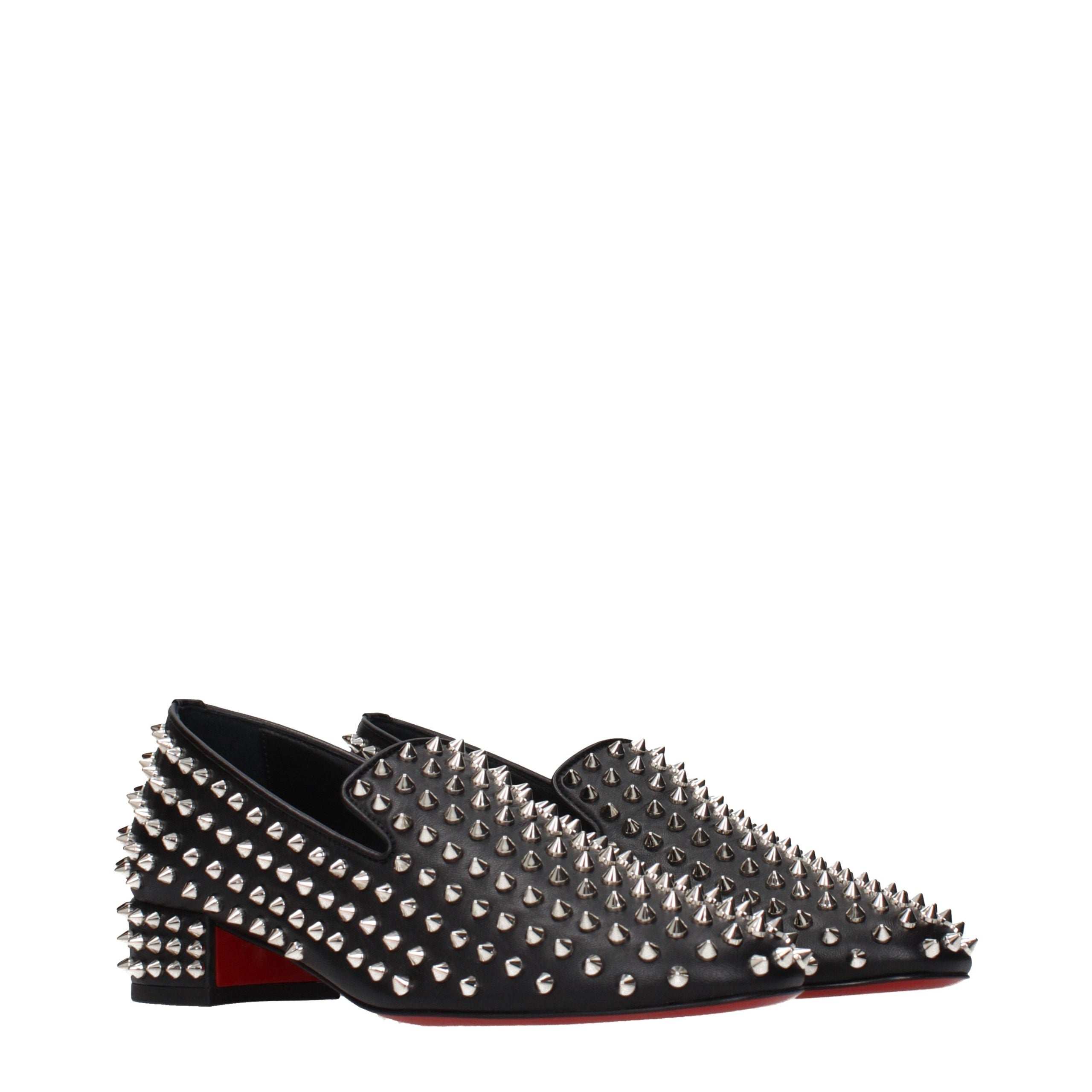 Mocasini Christian Louboutin negri din piele tip slip-on