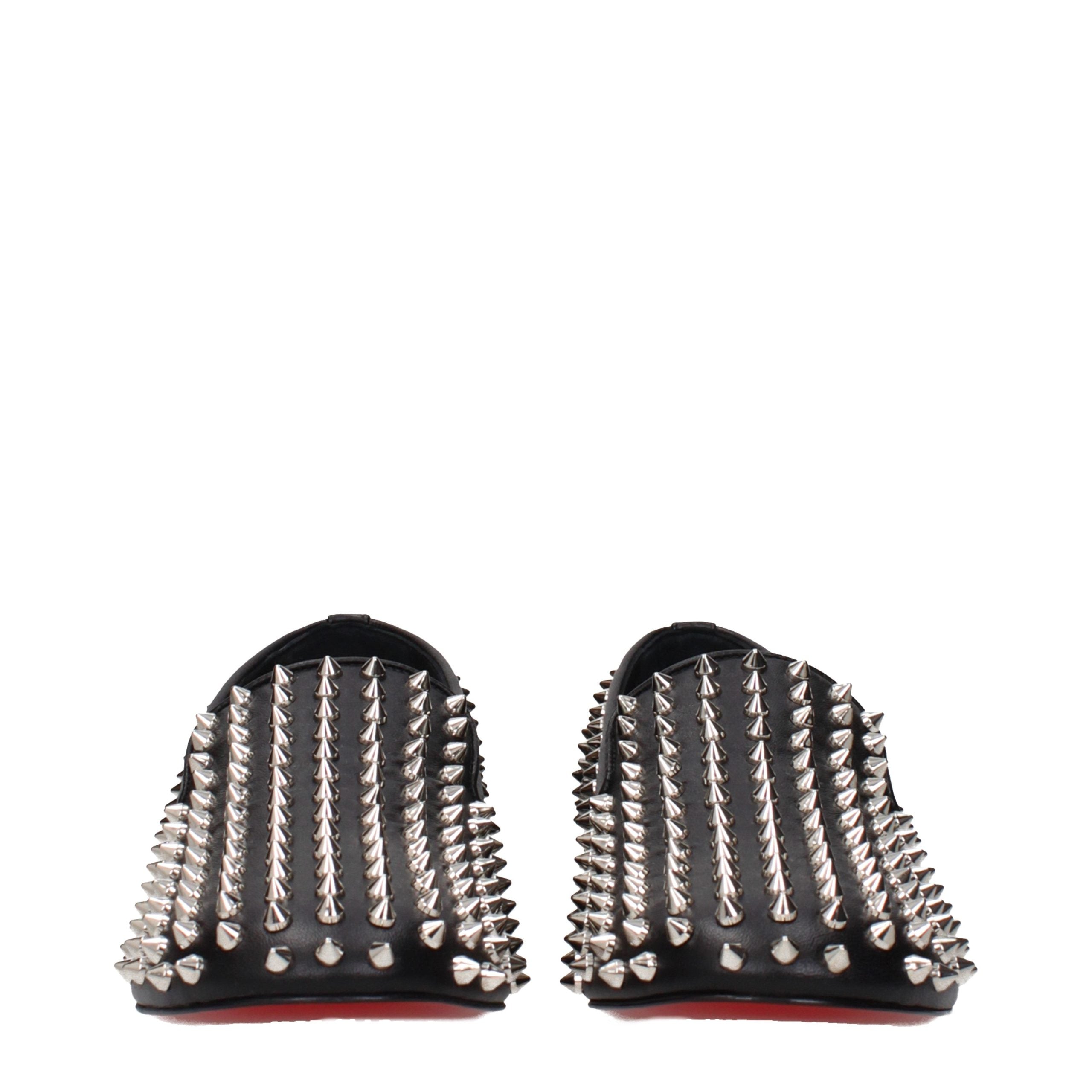 Mocasini Christian Louboutin negri din piele tip slip-on