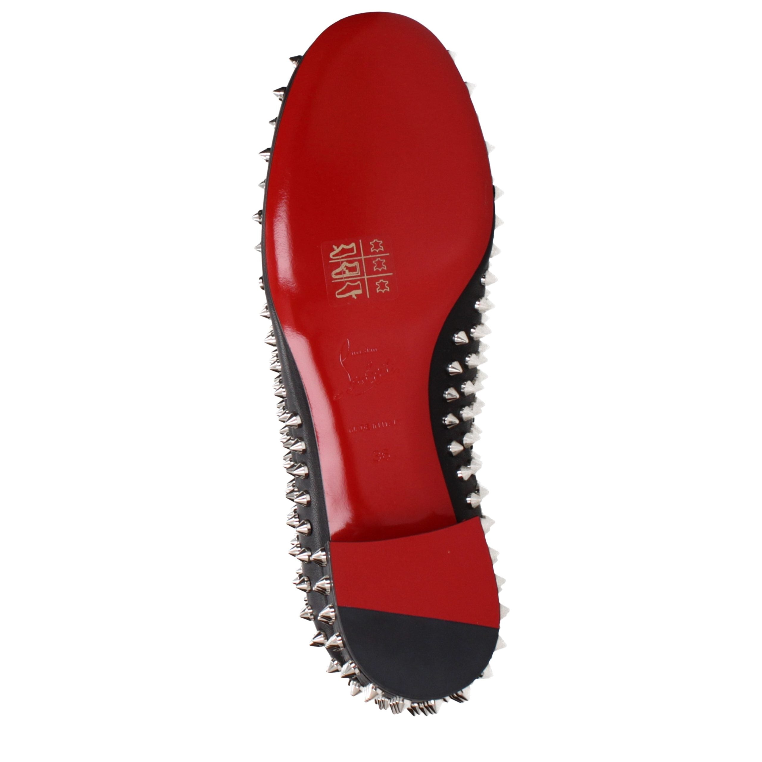Mocasini Christian Louboutin negri din piele tip slip-on