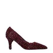 Pantofi Prada decupați, cu toc mediu, din material textil roșu