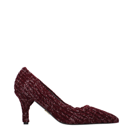 Pantofi Prada decupați, cu toc mediu, din material textil roșu