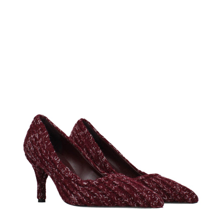 Pantofi Prada decupați, cu toc mediu, din material textil roșu