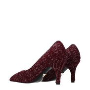 Pantofi Prada decupați, cu toc mediu, din material textil roșu