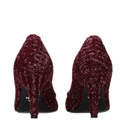 Pantofi Prada decupați, cu toc mediu, din material textil roșu