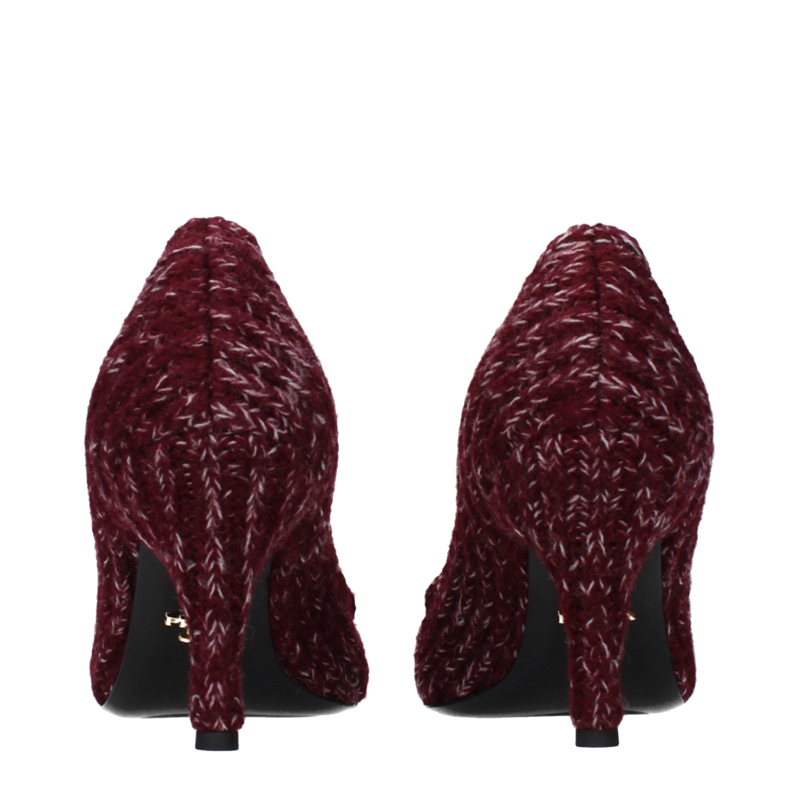 Pantofi Prada decupați, cu toc mediu, din material textil roșu