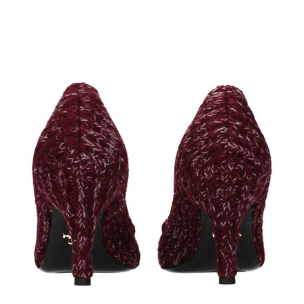 Pantofi Prada decupați, cu toc mediu, din material textil roșu