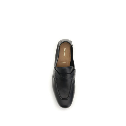 Tom Ford Black Calf Leather Slip-On Loafers
